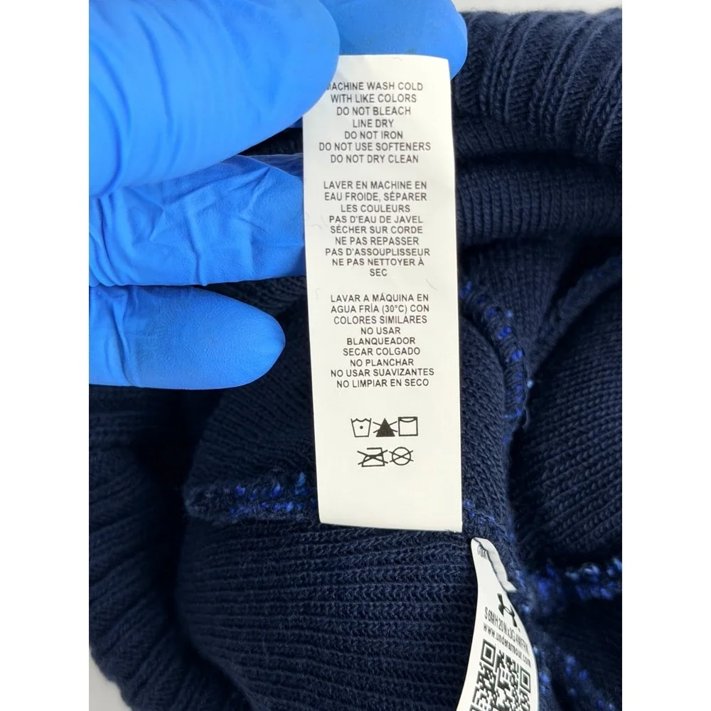 New Under Armour Boys Beanie Hat Gloves Set Navy Blue Camo OSFM